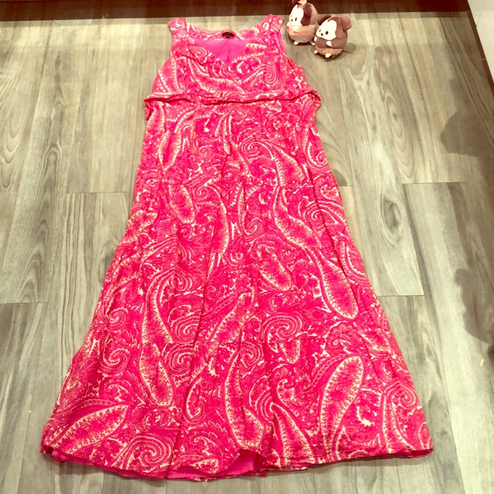Talbots Hot Pink Paisley Maxi Dress